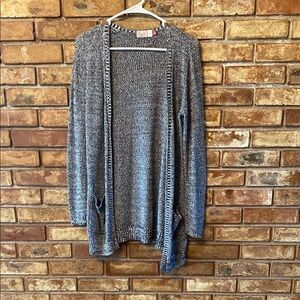 SO Gray Open Front Lightweight Cardigan with Waterfall Design